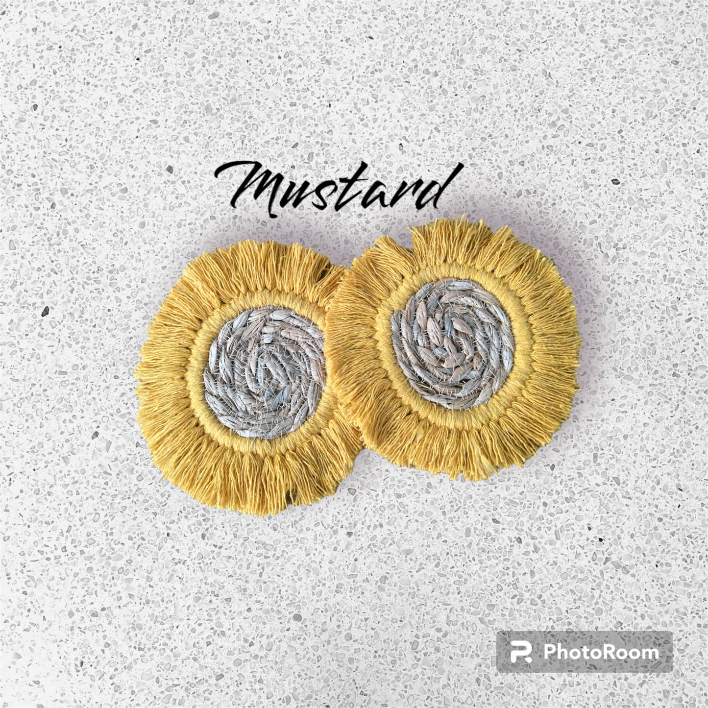Woven rattan coasters with tassels
